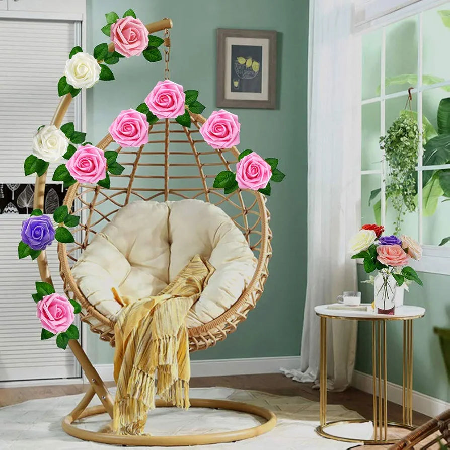 Artificial Flowers Foam Rose Flowers with Stem Real Looking Artificial Rose Peach