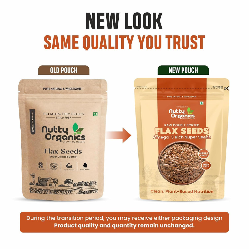 NUTTY ORGANICS Flax Seeds| Natural Raw Flax seeds for Eating High Dietary Fiber Alsi Seeds Rich in Magnesium- Helps in Manage Blood Sugar Levels & Heart
