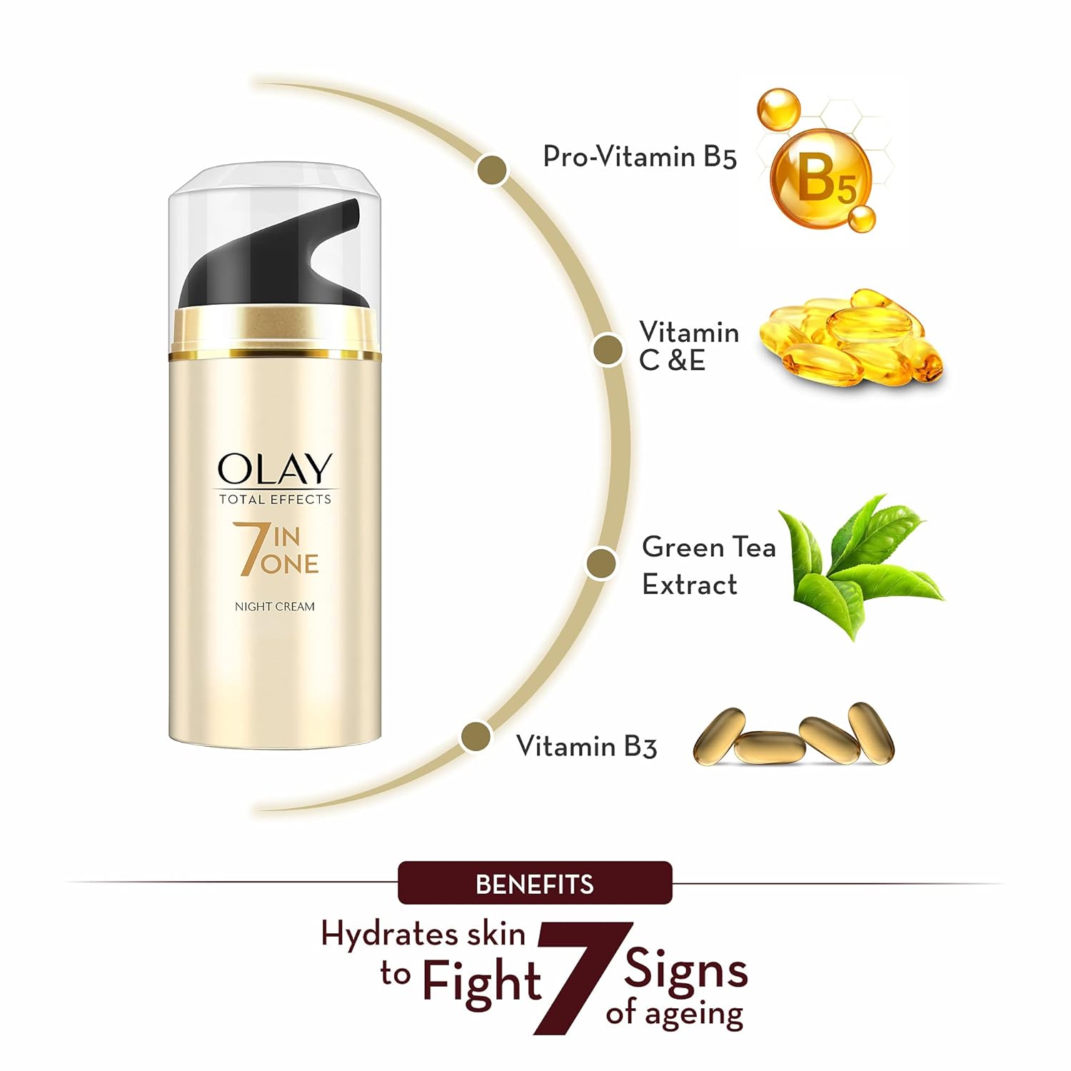 Olay Night Cream Total Effects 7 in 1, Night Cream, 50g