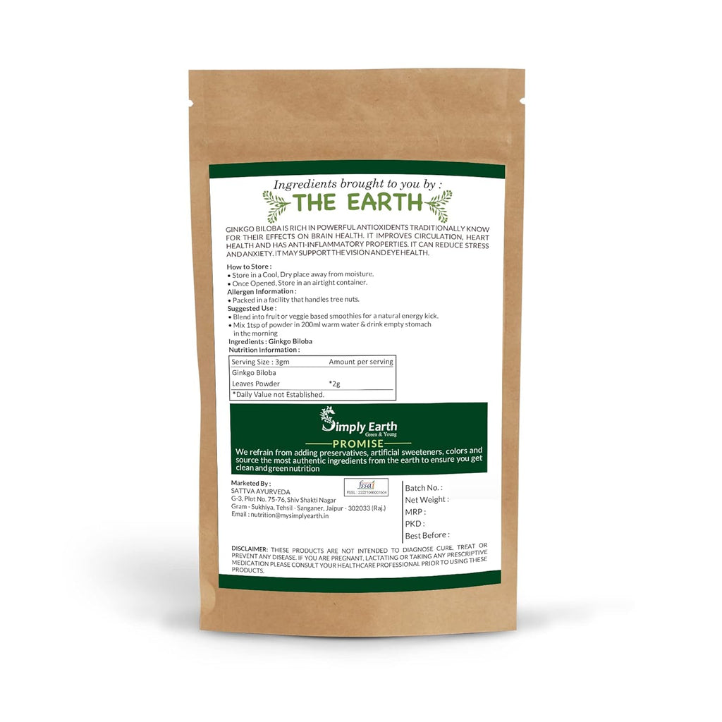 Simply Earth Mind & Body Vitality Combo - Peruvian Maca Root Powder (100g) & Organic Ginkgo Biloba Powder (100g) | For Energy, Immunity, Brain Health & Memory Support