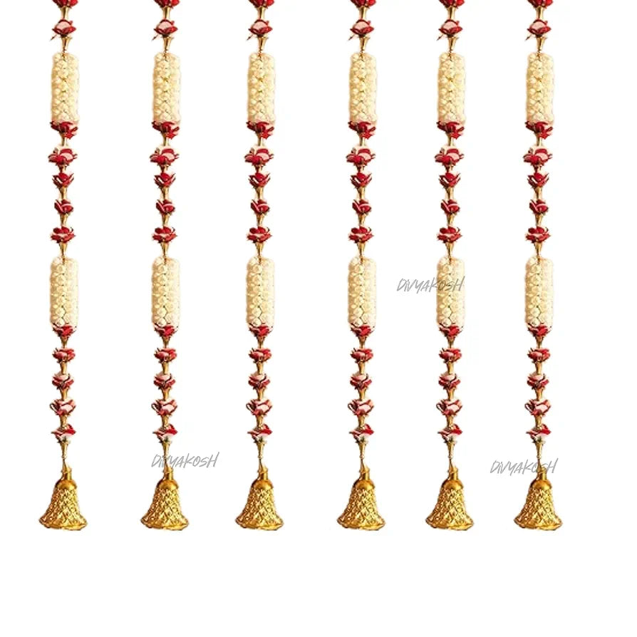 Plastic Khushi Flower and Mogra Hanging Traditional Hanging Latkan Size 3 Ft White