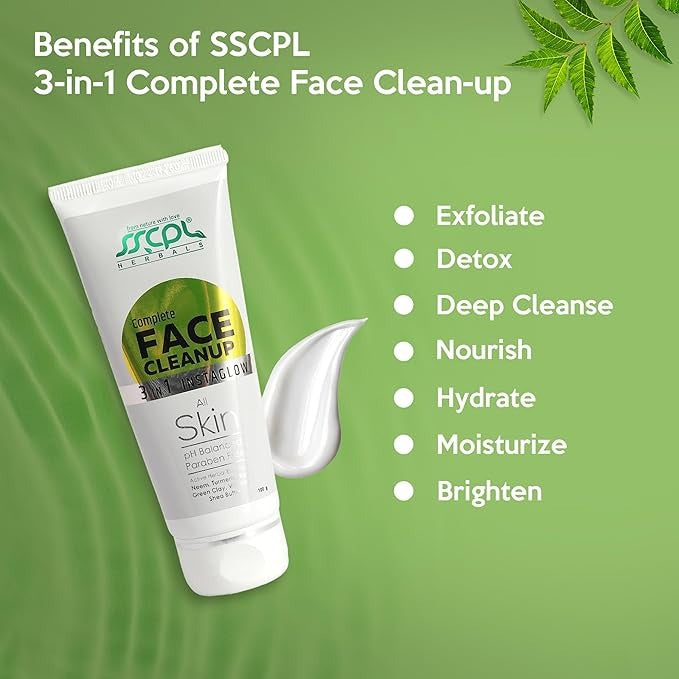 Sscpl Herbals Complete Face Cleanup 3-in-1 Botanical Facial Treatment - 100 gms (Pack of 2)