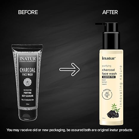 Inatur Purifying Oil Charcoal Face Wash - 100 ml