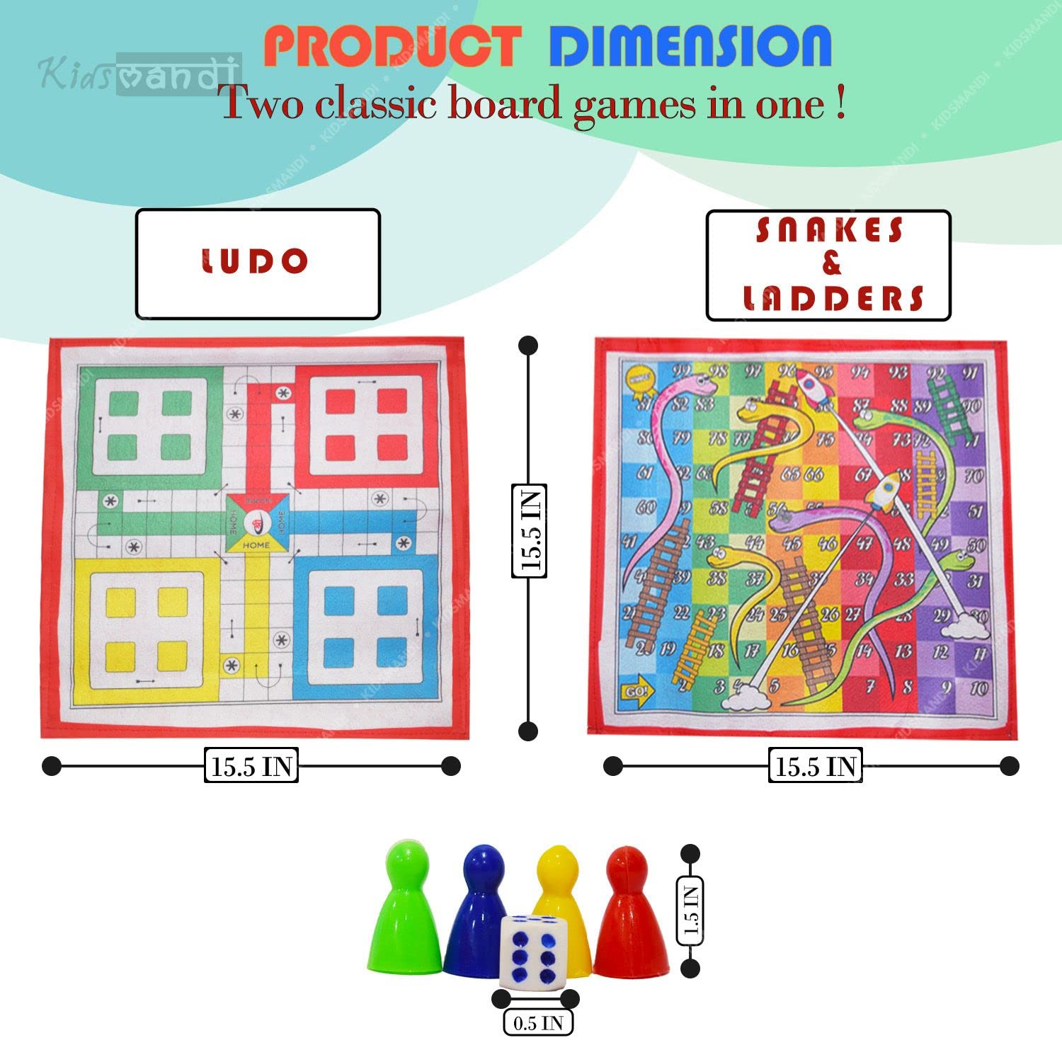 Kids Mandi Ludo Board Game Snake and Ladder Mat Game 2 in 1
