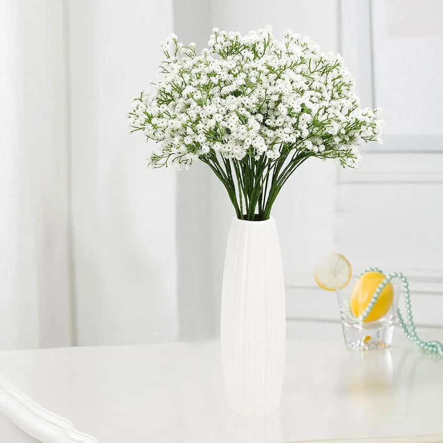 Long Stem Artificial Baby Breath Flowers Real Touch Silk Gypsophila Bouquets White