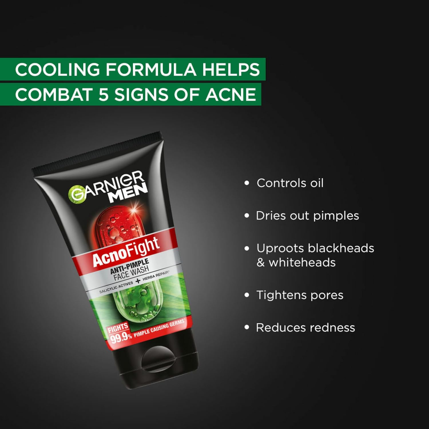 Garnier Men, Anti-Pimple Face Wash, Repairs Skin & Balances Oils, AcnoFight, 100 g