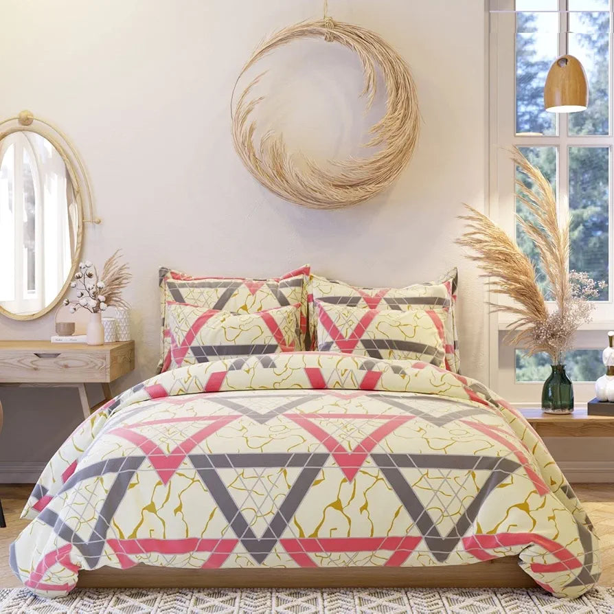 The Home Style Supersoft Cotton King Size Printed Flat Double Bedsheet with 2 Pillow Cover 400 TC Lazy Dazy