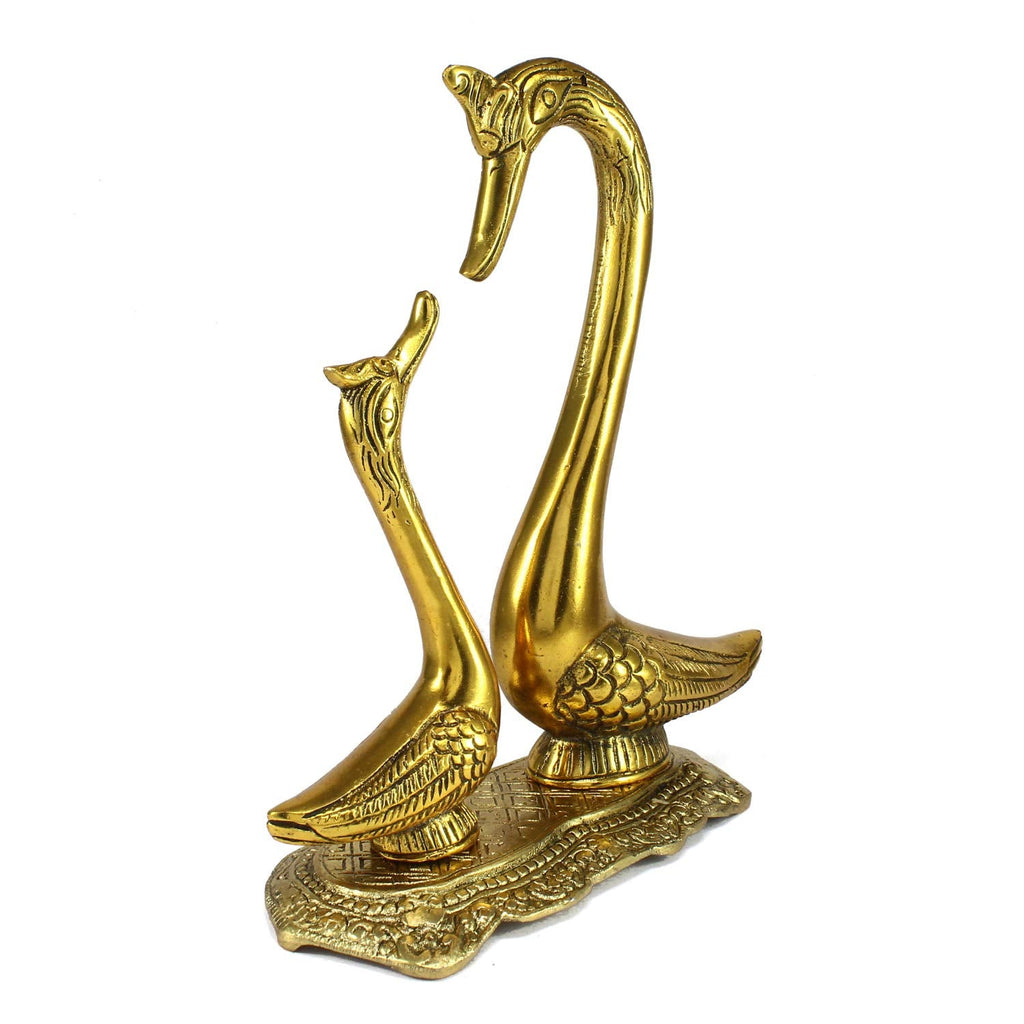 Ecraftindia Loving Golden Swan Couple Figurine
