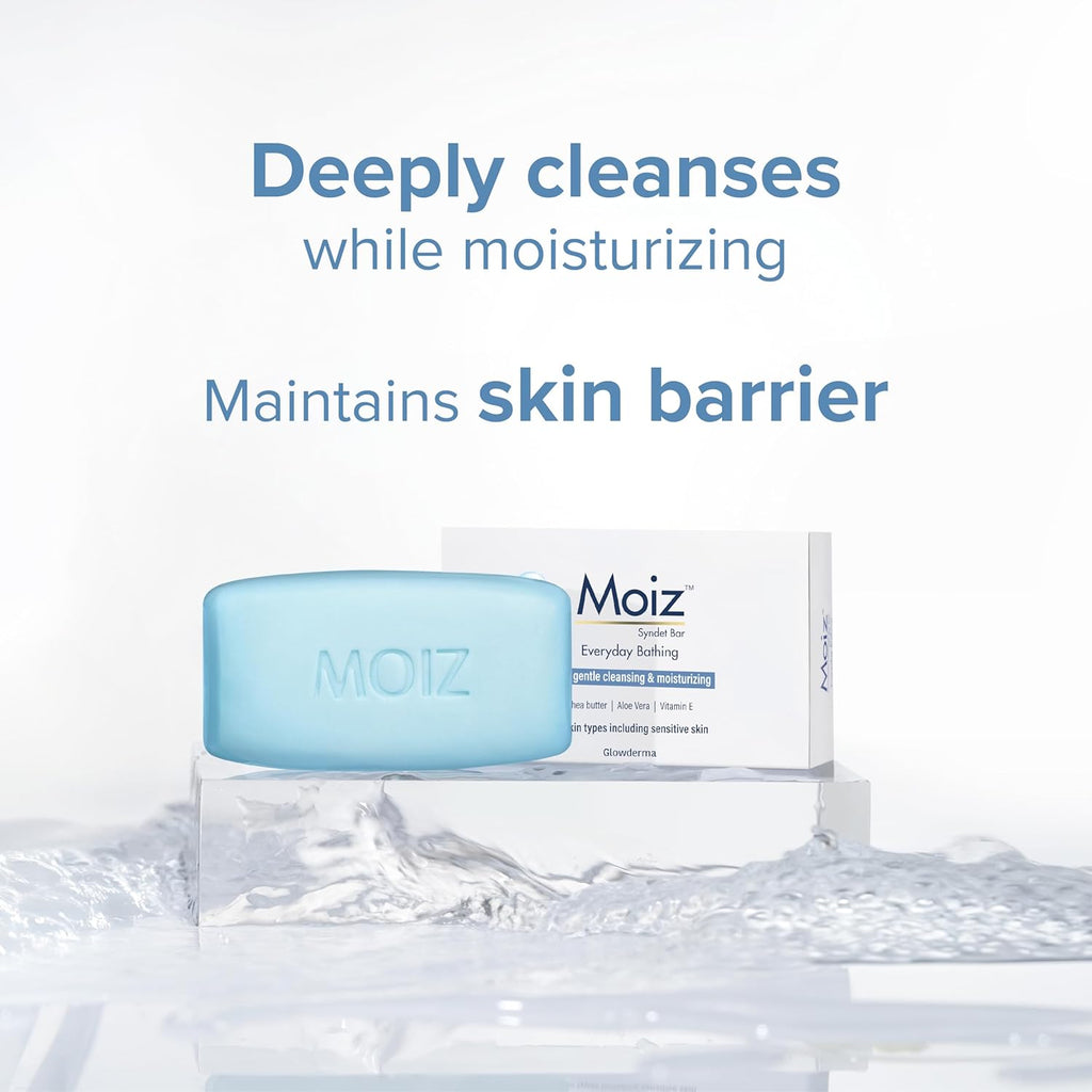 Moiz Syndet Bathing Bar | pH 5.5 | With Shea Butter, Aloe Vera & Vitamin E | Paraben & Cruelty-Free - 75gm