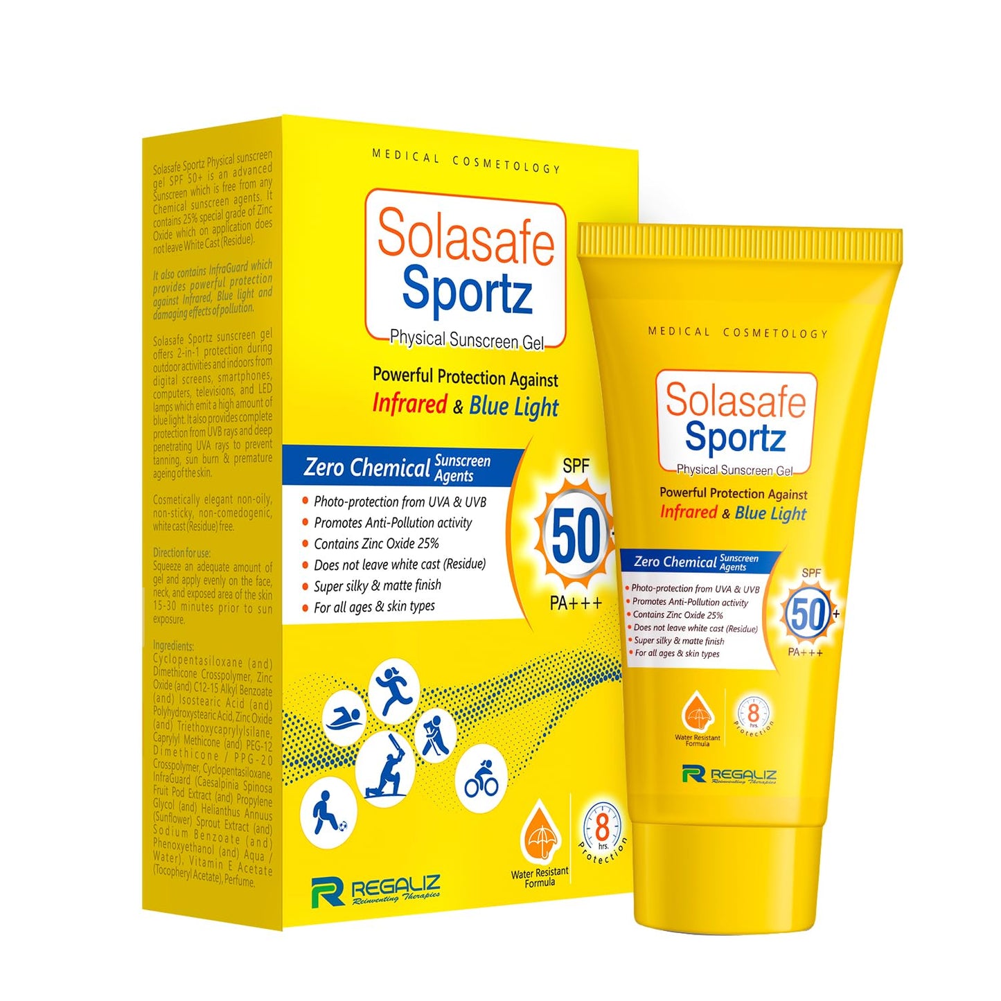 Regaliz Sunscreen Solasafe Sportz (Zero Chemical) - 50 ml