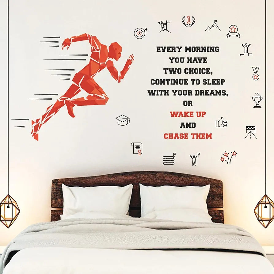 StickMe Gym Fitness Work Bodybuilding Office Sports Workout Boxing Inspiration Quotes Wall Sticker Large Red - 240 x 140 cm