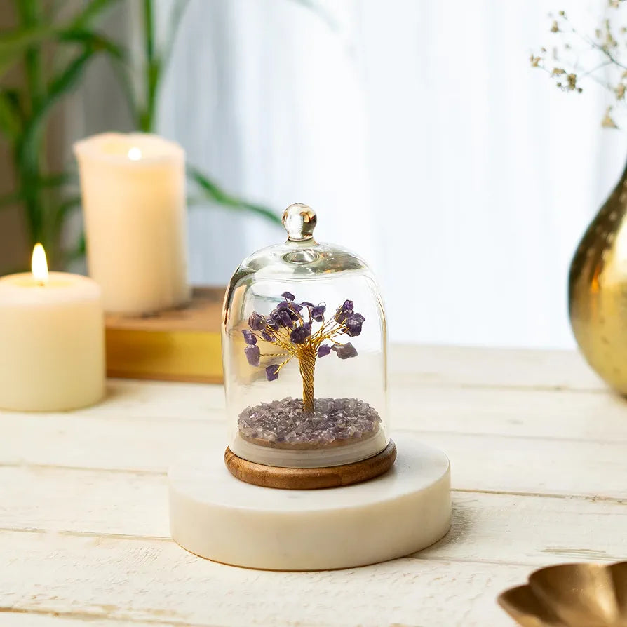 Ritualistic Dome Crystal Chakra Tree  Amethyst Gemstone Bonsai