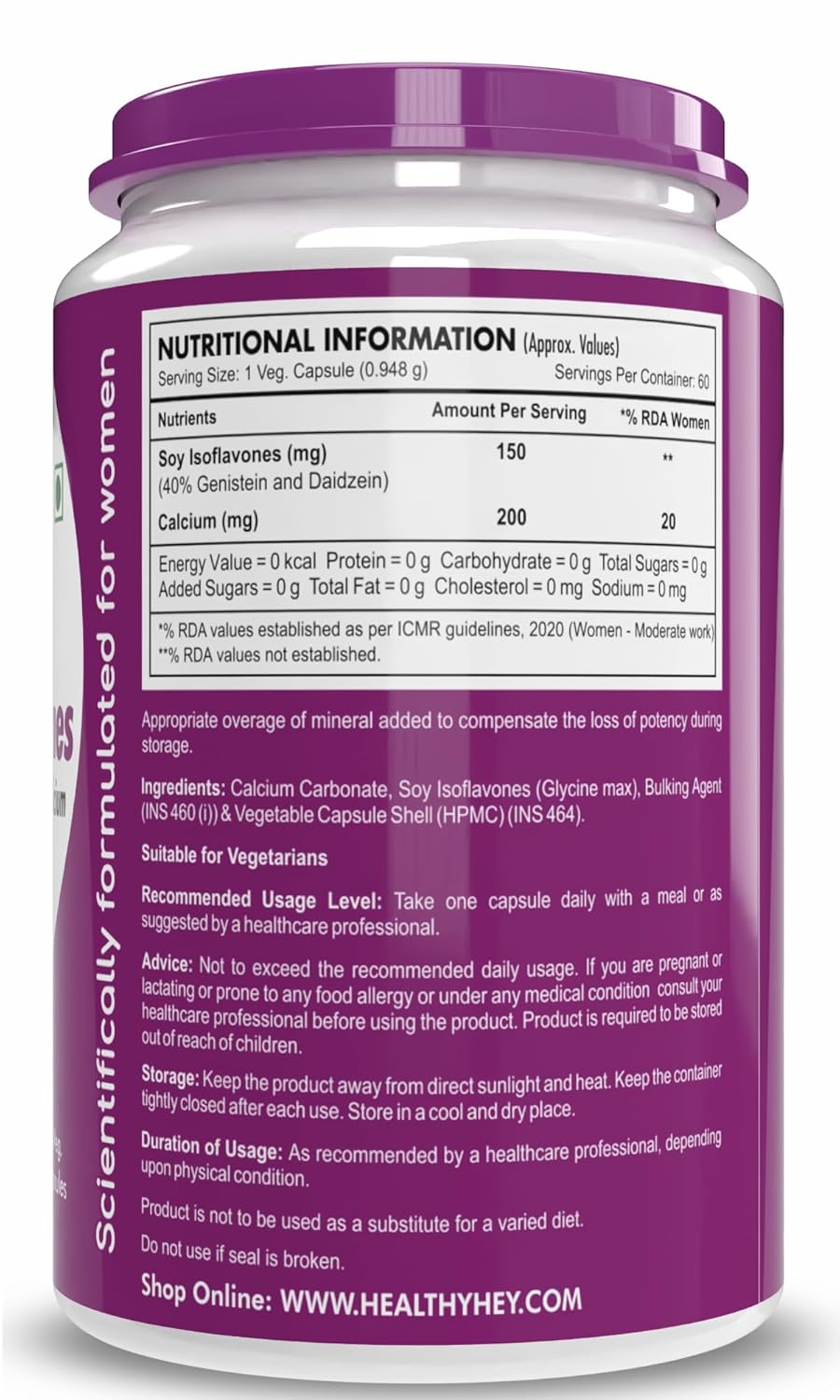 HealthyHey Nutrition Woman Plus Soy Isoflavones with Calcium - 60 Vegetable Capsules
