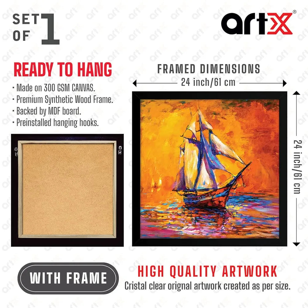 ArtX Colorfull Ship Oil Painting Big Canvas Painting