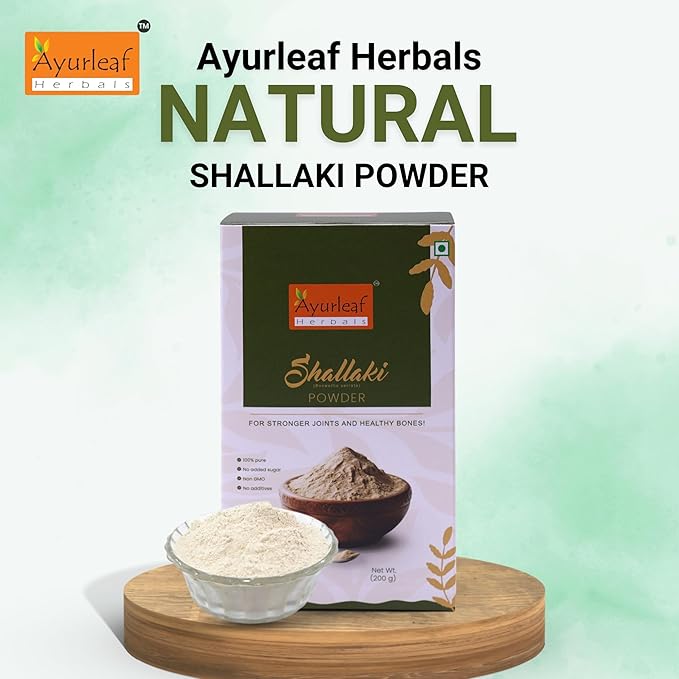 Ayurleaf Herbals Shallaki Powder | Helpful for Muscle Stiffness, Bone & Joint Pains Relieve - 200 Gms