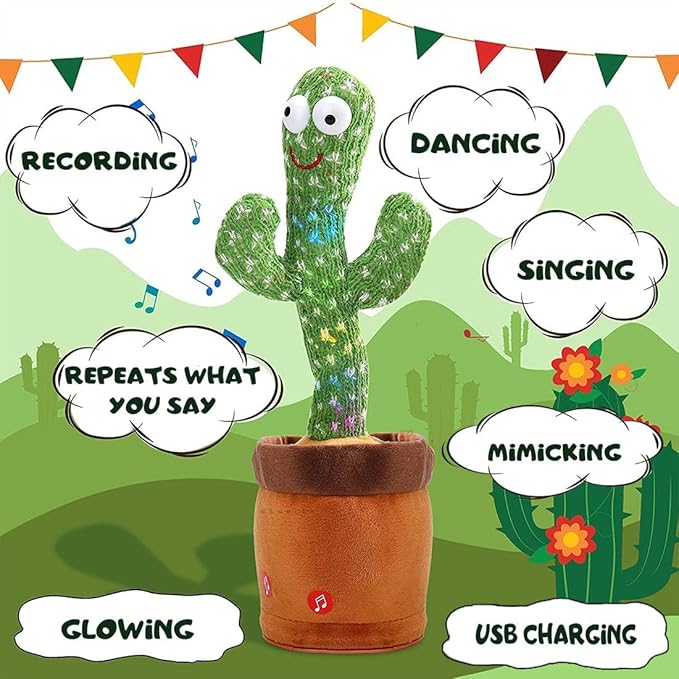 Wembley Toys Dancing Cactus Talking Plush for Baby Children Speaking Interactive