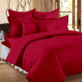 Purav Light Microfiber Flat Double Bed Bedsheet Plain Striped Cotton Bedsheet with 2 Pillow Covers for King Size Bed 340 TC Breathable Wrinklefree Maroon Color