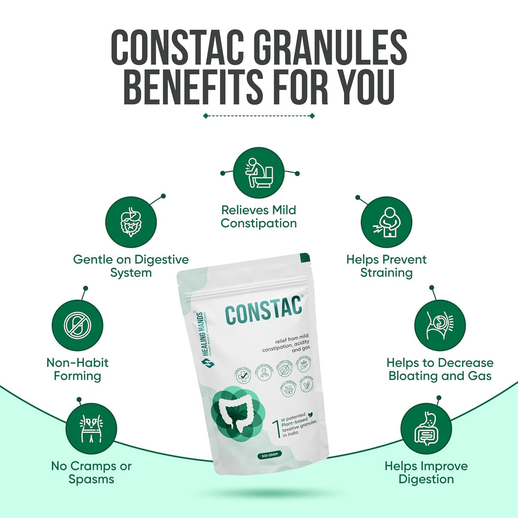 Healing Hands Constac for Relief in Mild Constipation - Mild, Safe, Clinically Proven Ayurvedic Granules 500g Pouch