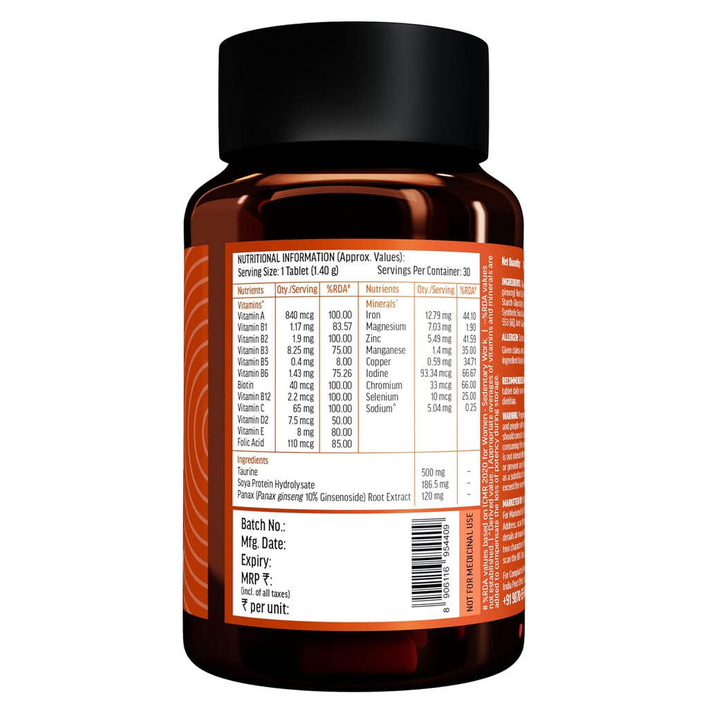 Hk vitals Multivitamin For Men and Women (30 Tablets) | With Zinc, Vitamin C, Vitamin D3, Multiminerals & Ginseng Extract