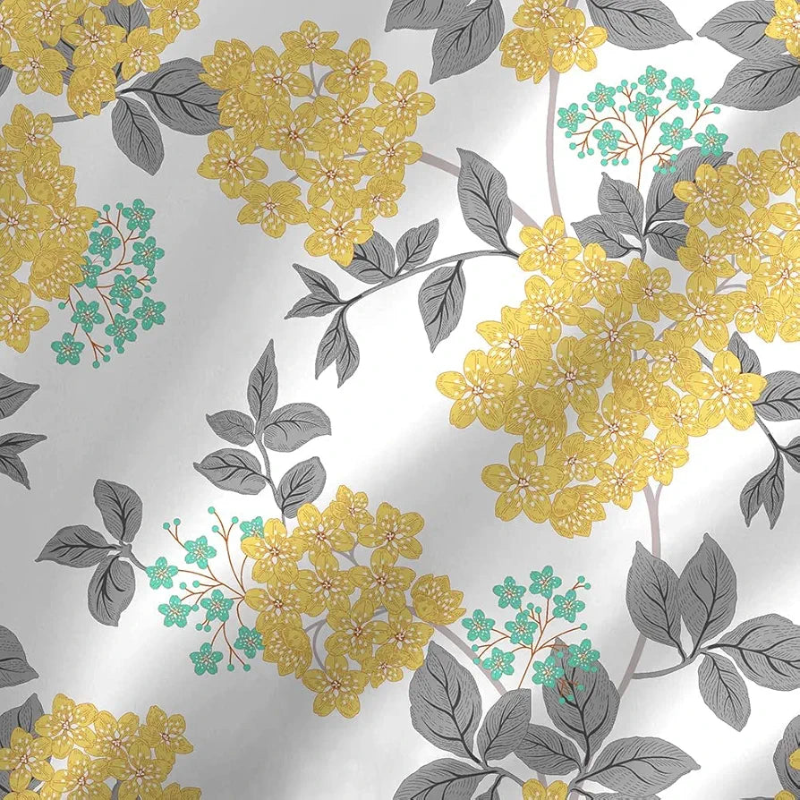 Layers Toughened Cotton Bedsheet for Double Bed King Size with Pillow Cover Set 225 TC Yellow Floral Pattern