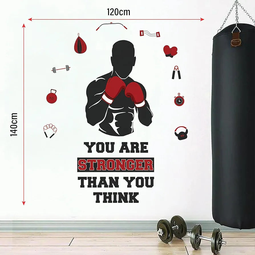 StickMe Gym Fitness Bodybuilding Office Sports Workout Boxing Inspirational Quotes Wall Sticker Premium Large - 140 x 120 cm