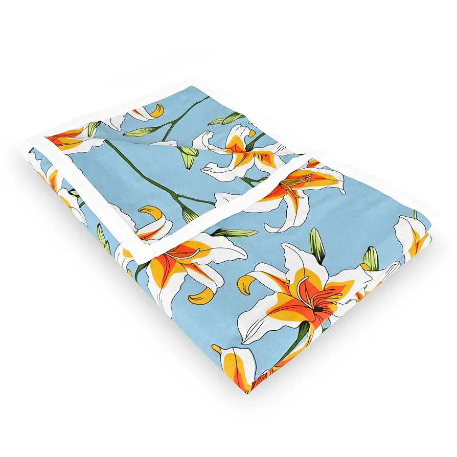 Divine Casa Floret 100% Cotton Double Dohar 120 GSM Soft & Lightweight Throw Blanket Colour Wildflower Charm