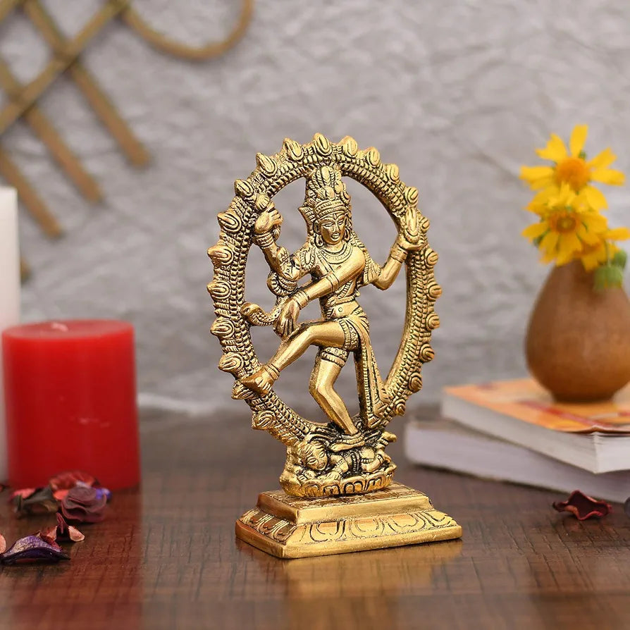 Collectible India Metal Shiva Idol Natraj Statue Statue - Gold Plated Dancing Shiva Natraja/Natrajan Showpiece Figurine