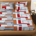 Purav Light Microfiber Cotton Flat Bed Elasticsheet Printed Bedsheet for Double Bed King Size Bed with 2 Pillow Covers 310 TC Breathable Red Color