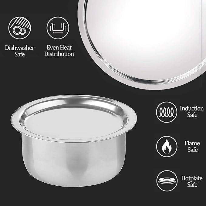 Milton Pro Cook Triply Stainless Steel Induction Tope with Lid, 16 cm / 1.59 Litre - 1370 gms