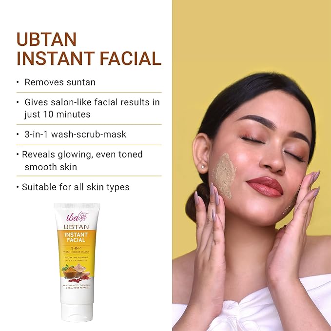 Iba Ubtan Instant Facial 3 in 1 Wash, Scrub & Mask - 100 Gms
