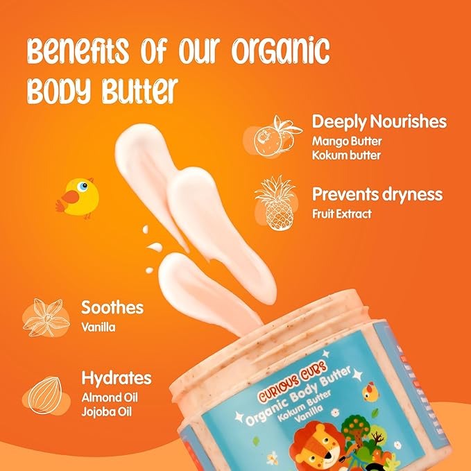 Puddles Kids Organic Body Butter Curious Cubs - Age 2-12 Years - 50 gms