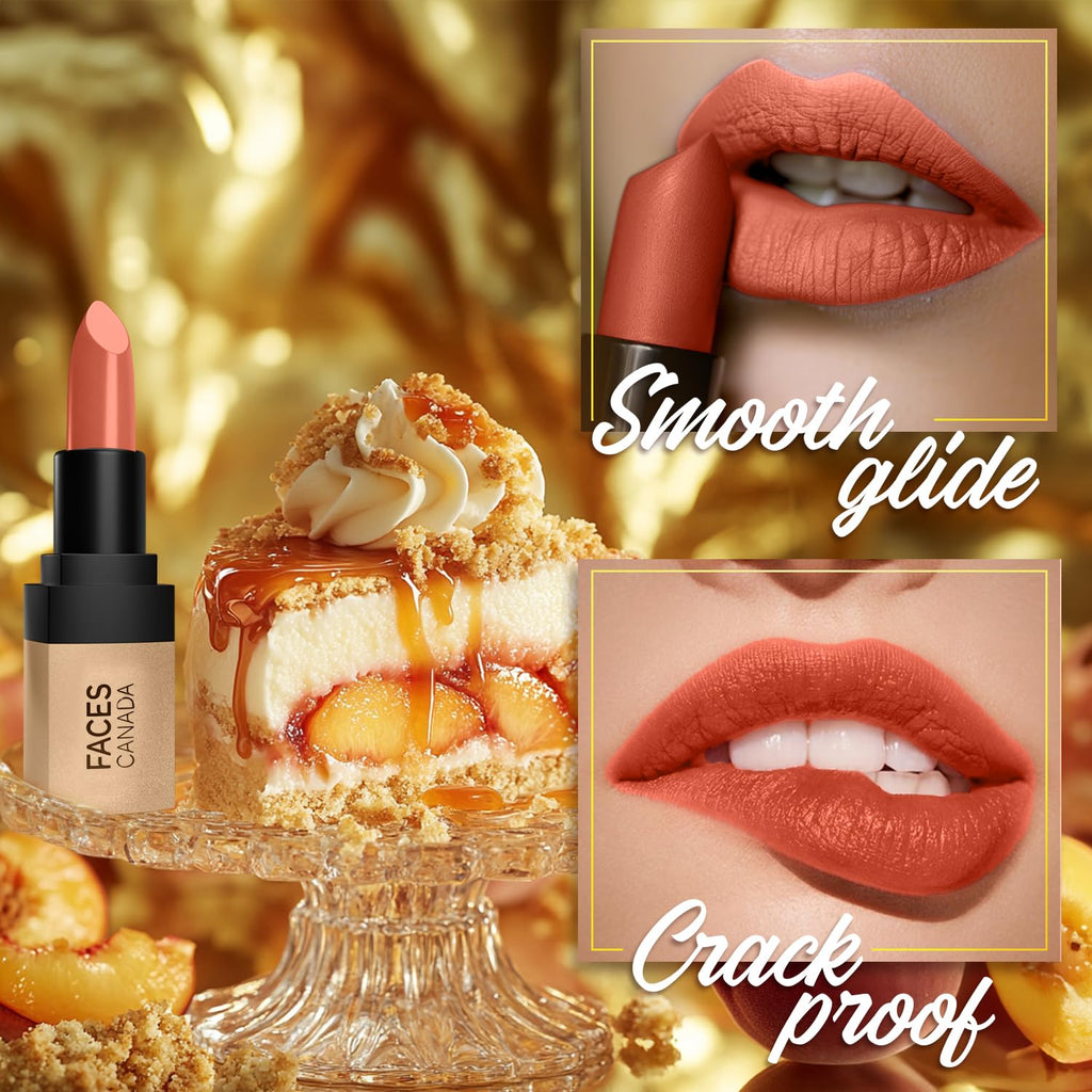 FACES CANADA Comfy Matte Velvet Touch Lipstick - Peach Cobbler 07, 4.2g | Velvety Matte Finish | 8HR Longstay | Intense Colour | Hydrating Lips | Smooth Application