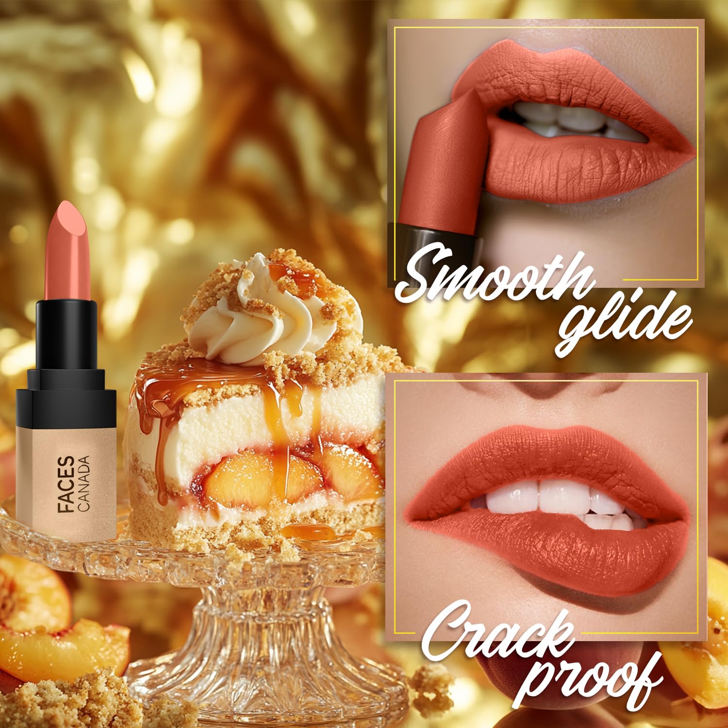 FACES CANADA Comfy Matte Velvet Touch Lipstick - Peach Cobbler 07, 4.2g | Velvety Matte Finish | 8HR Longstay | Intense Colour | Hydrating Lips | Smooth Application