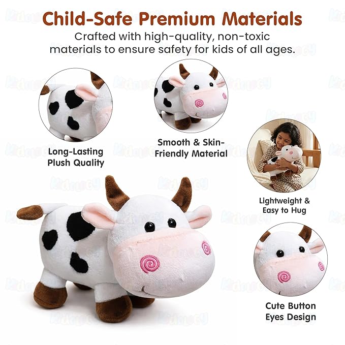 Kidology Cute Cow Plush Soft Toy Ultra Soft & Huggable White Colour