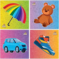 Palyhills Wooden Jigsaw Puzzle Pack of 4 Daily Objects Theme 9-Piece Puzzles for Kids Educational Learning Toy Set of 4 for Children