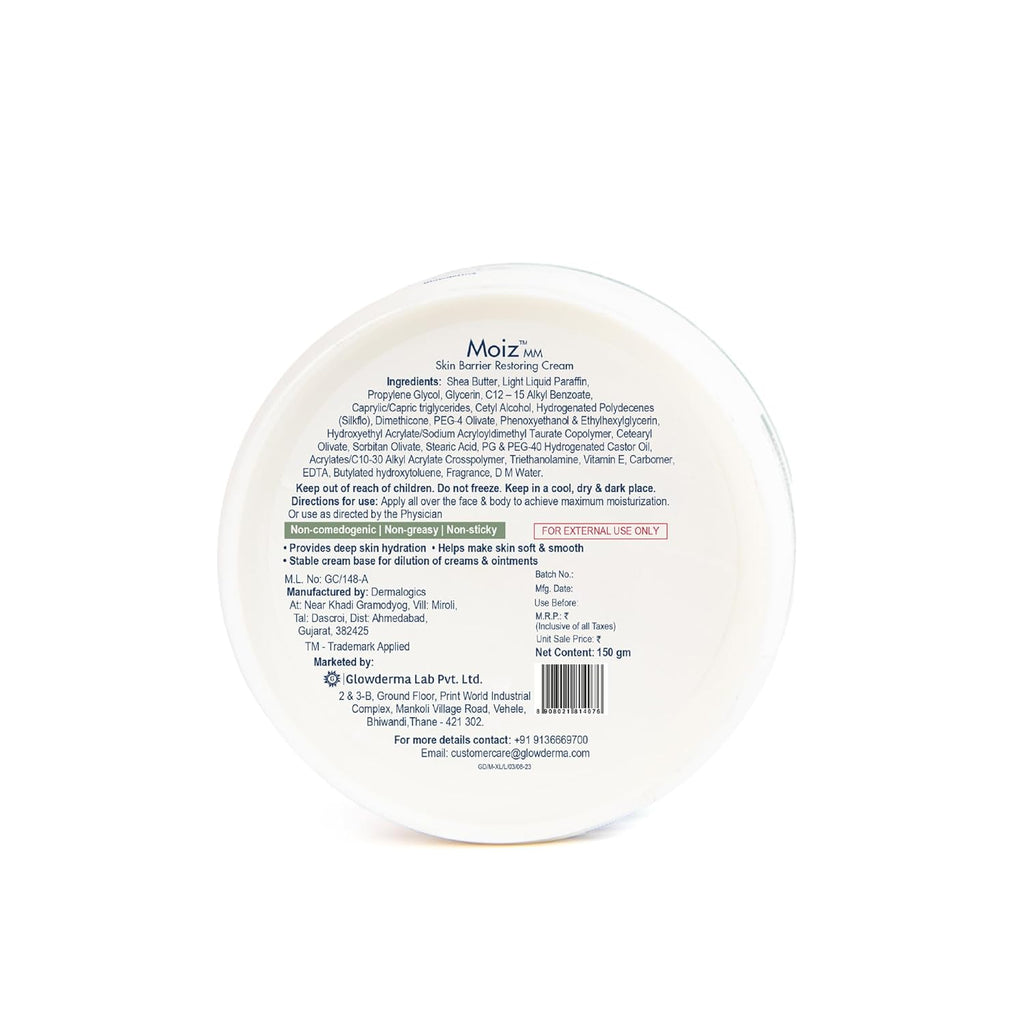 Moiz MM Skin Barrier Restoring Cream | For Very Dry & Sensitive Skin | Shea Butter & Vitamin E | Dermatologically Tested