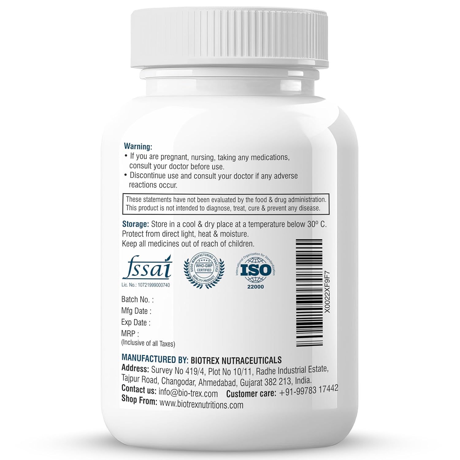 Biotrex Nutraceuticals Inositol and Choline With Vitamin B Complex (B1, B2, B3, B5, B6, B7, B9 & B12) | High Purity Nutrients | Brain & Nerve Function | Better Motor Signal | Lab Tested | 60 Veg Capsules