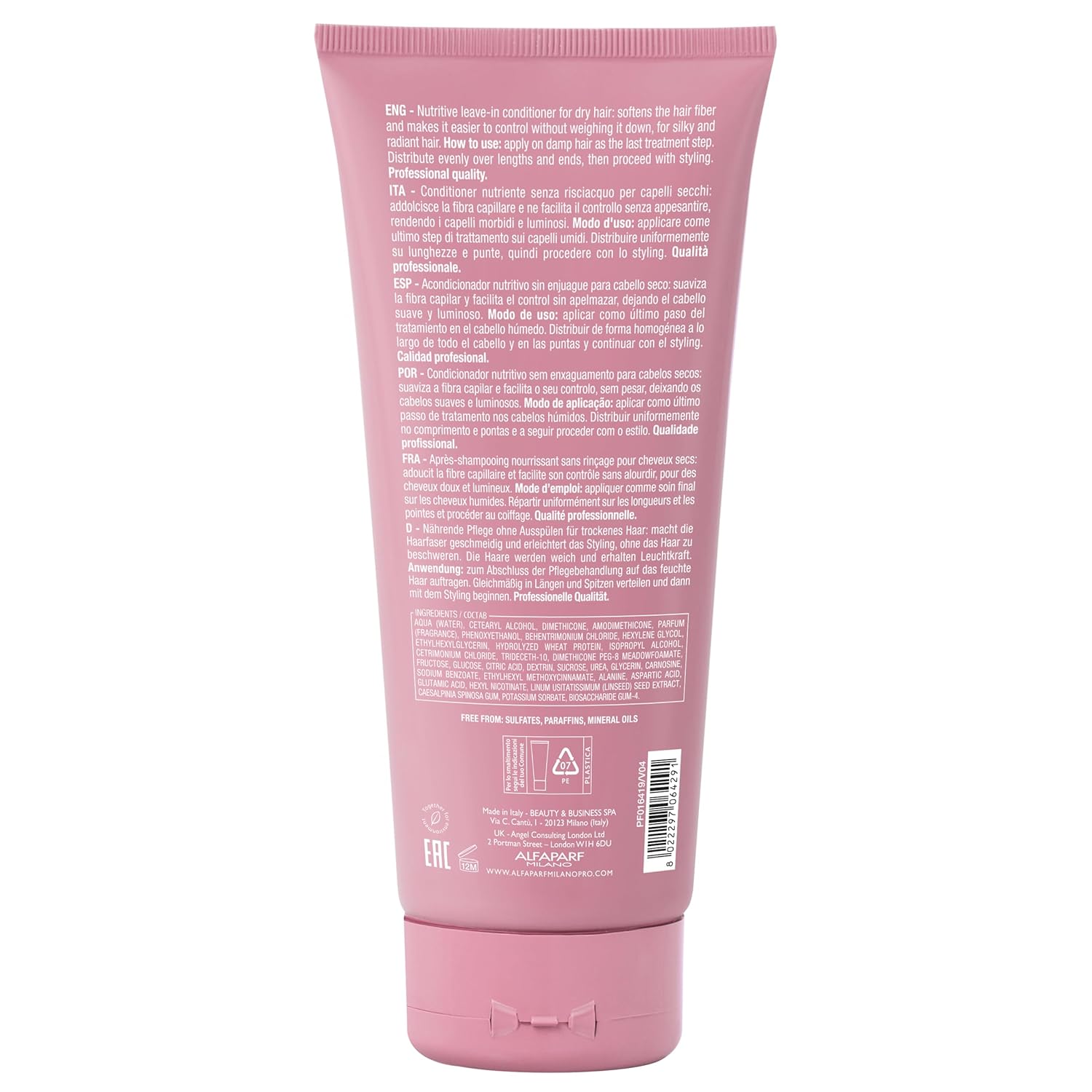 Alfaparf Milano Moisture Leave-in Conditioner for Dry Hair Ideal for Dry, Damaged, Frizzy & Frizz Hair -Leave-In Repair Hair Mask Treatment To Repair Dry Or Damaged Hair - 4 Minutes To Reverse Hair Damage From Bleach, 200ml.