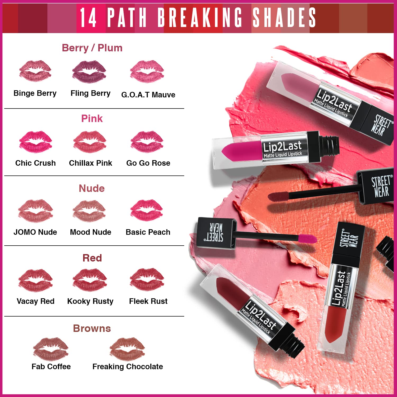Street Wear Lip2Last Matte Liquid Lipstick - Freaking Chocolate (Brown) 5ml Enriched With Vitamin E Lasts AM To PM!