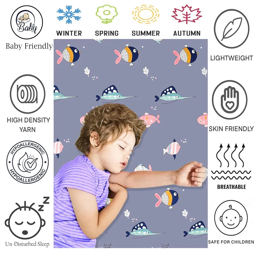 Fresh From Loom Bed Sheet Cartoon Printed Double Bedsheets King Size with 2 Pillow Cover 144 TC Grizzlies