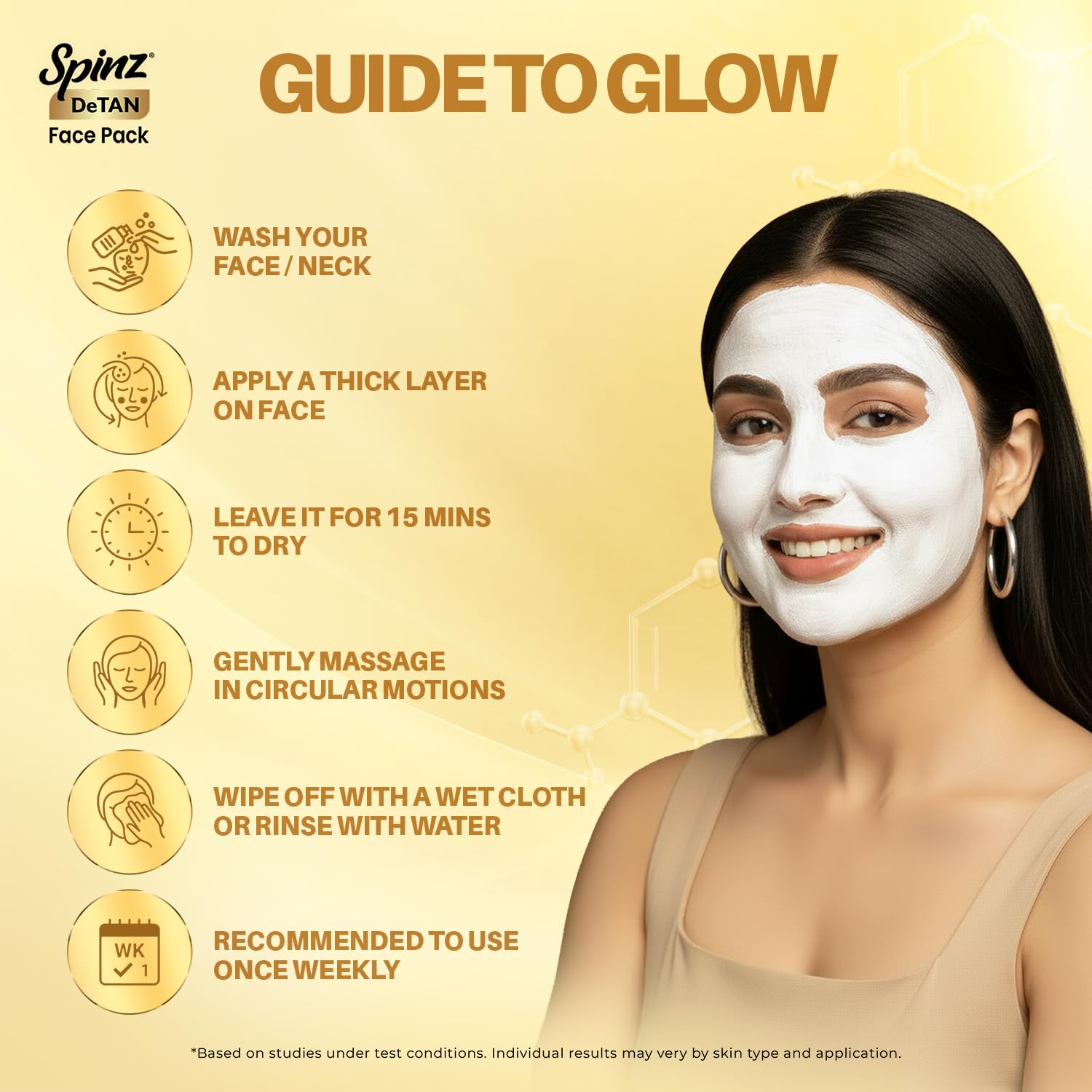 Spinz DeTan Face Pack with Besan, Honey & Kojic Acid | Tan Removal cream for Brightening & Glow | Salon-like Glow in 15 mins | 144g, Pack of 2 (72g x 2)