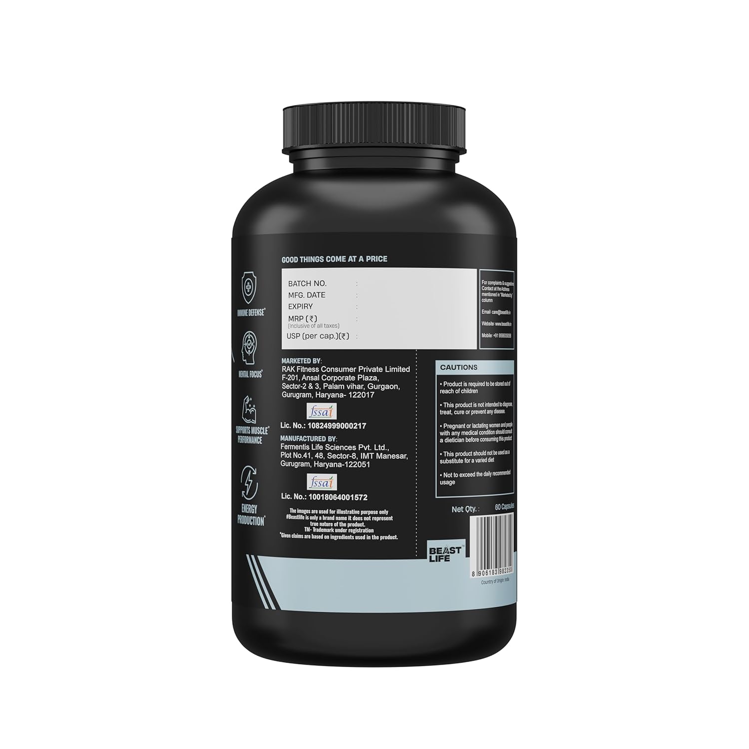 BeastLife Liposomal ZMA | Zinc Magnesium Aspartate Capsules | Ultra Absorption | Muscle Repair, Sleep Quality, Stress & Mood Balance | Metabolic & Immune Support | 60 Capsules