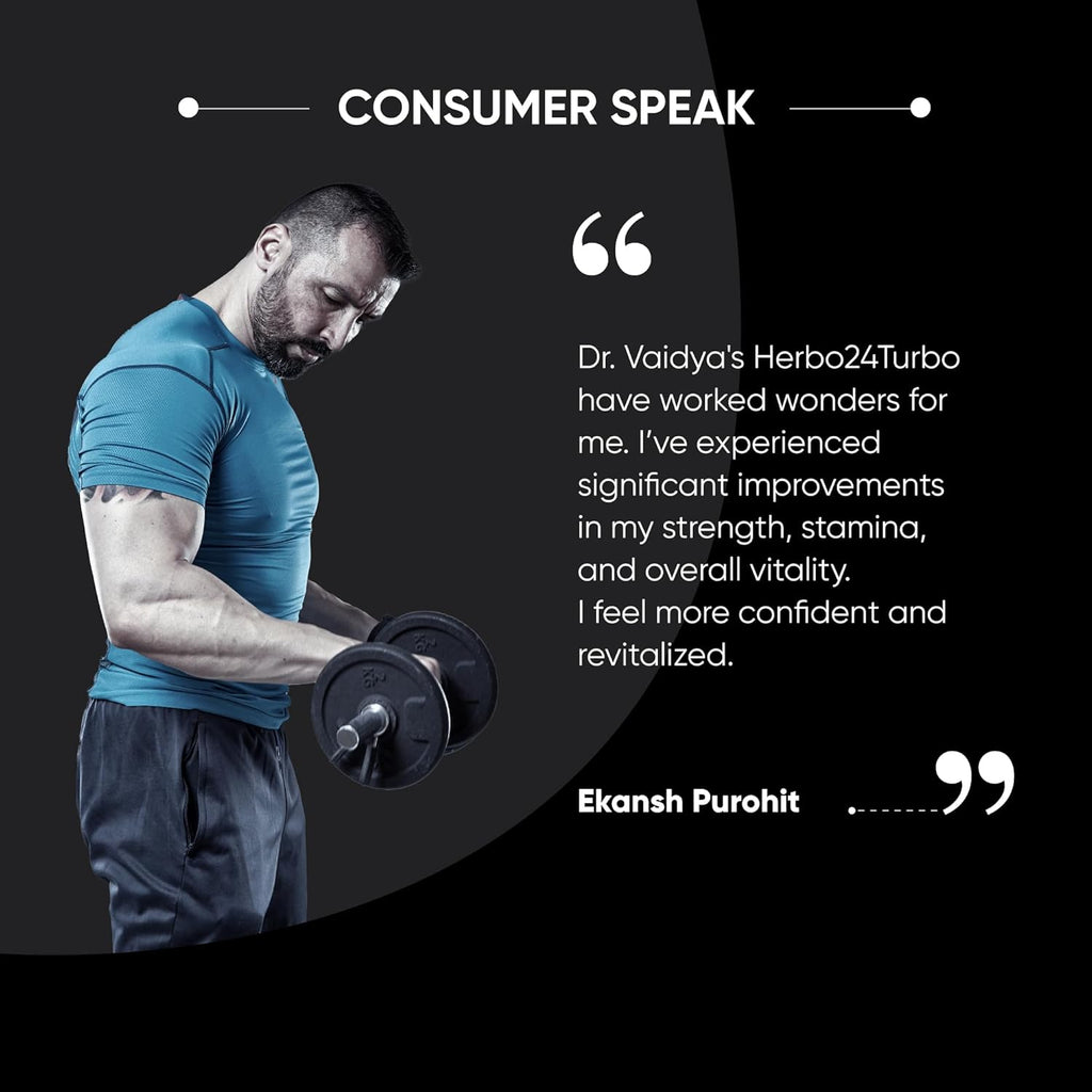 Dr. Vaidyaâ€™s Herbo24Turbo Capsules | Supports Vitality | For Strength, Stamina & Power | Shuddha Shilajit, Safed Musli | Sugar Free | Pure Ayurvedic Extracts | 30 capsules