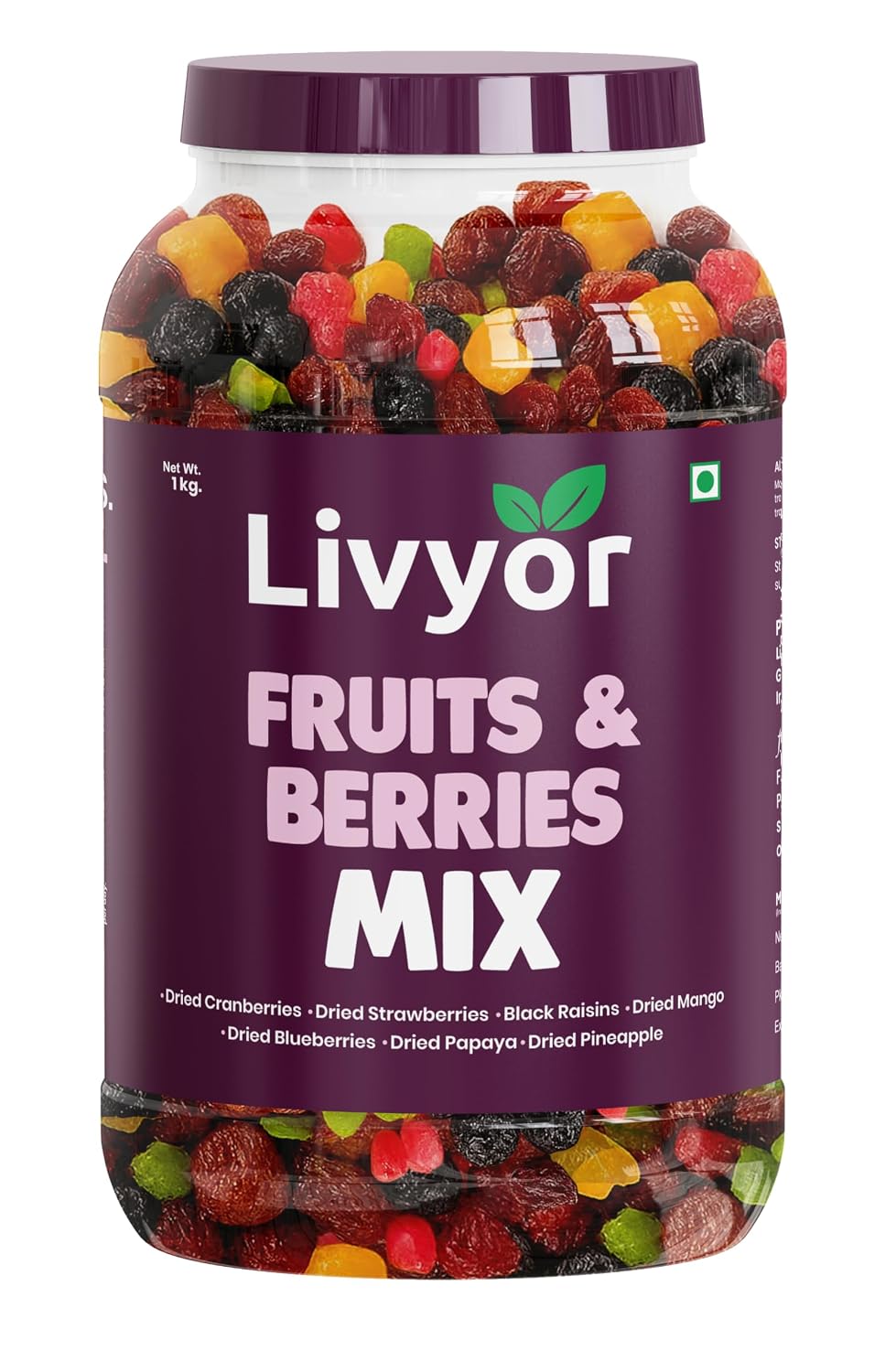 Livyor 7 in 1 Dried Fruits and Berry Mix for eating | Good Source of Fibre | Dried Cranberries | Pineapple | Pamelo | Papaya | Blueberries | Strawberries | Mango | Fruits & Berry Blast | Berries dry fruits | Berries fresh | Pack of 1