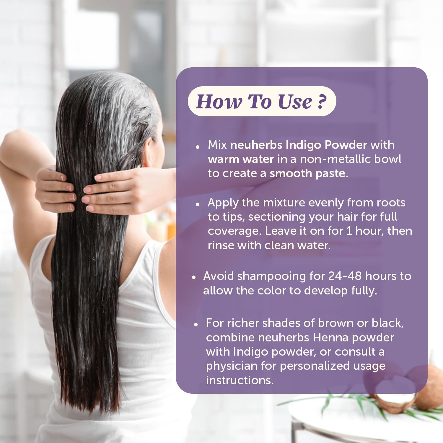 Neuherbs Indigo Powder 100g For Hair Colouring & Hair Growth | Natural Hair Color For Black Hair | 100% Pure & Natural With No Artificial Color or Additives