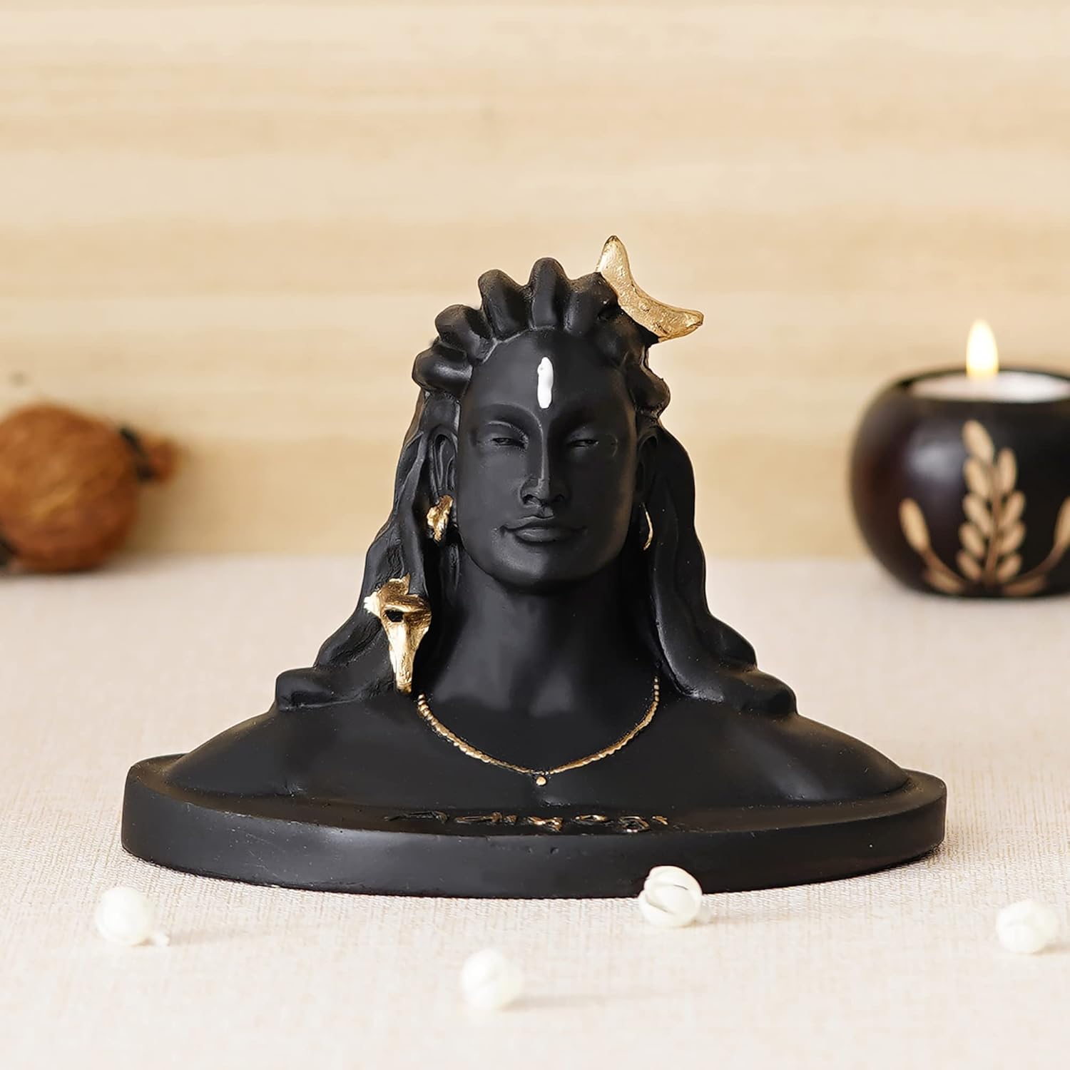 Ecraftindia Black Resin Handcrafted Adiyogi Shiva Statue for Car Dashboard | Lord Shiva Idol for Home Office