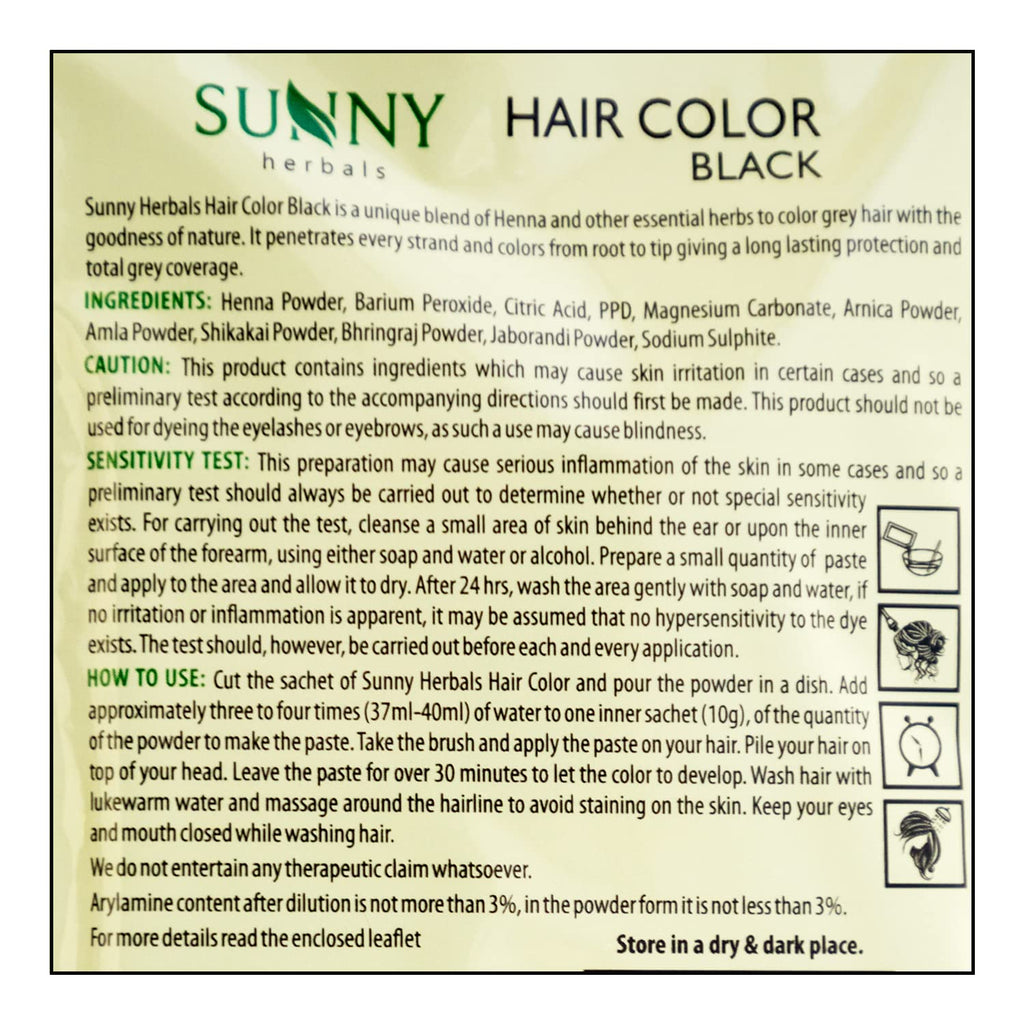 Sunny Herbals Hair Color Black With Unique Blend of Henna Amla Shikakai & Bhringraj Herbs - 20 gms (Pack of 4)