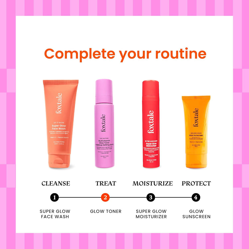 Foxtale Multivitamin Glow Toner & Makeup Setting Spray with Vitamin C & Niacinamide, Hydrating Toner for Glowing Skin, Alcohol-Free, For All Skin Types, 150 ml