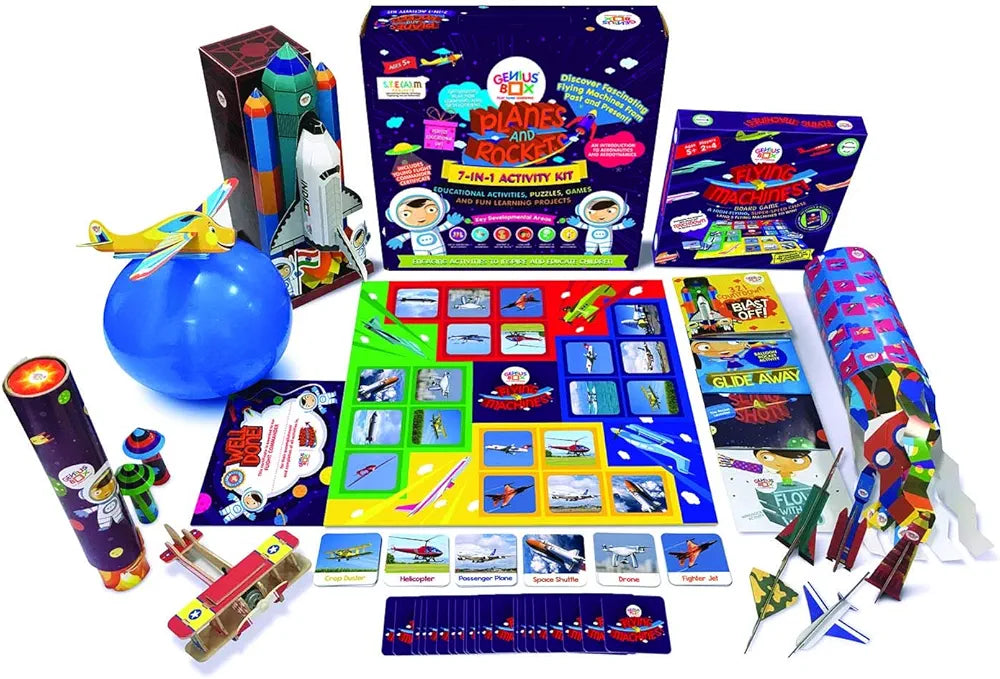 Genius Box Educational Toy for 5+ Year Age: Planes and Rockets DIY, Activity Kit, Learning Kit, Educational Kit, STEM Toy