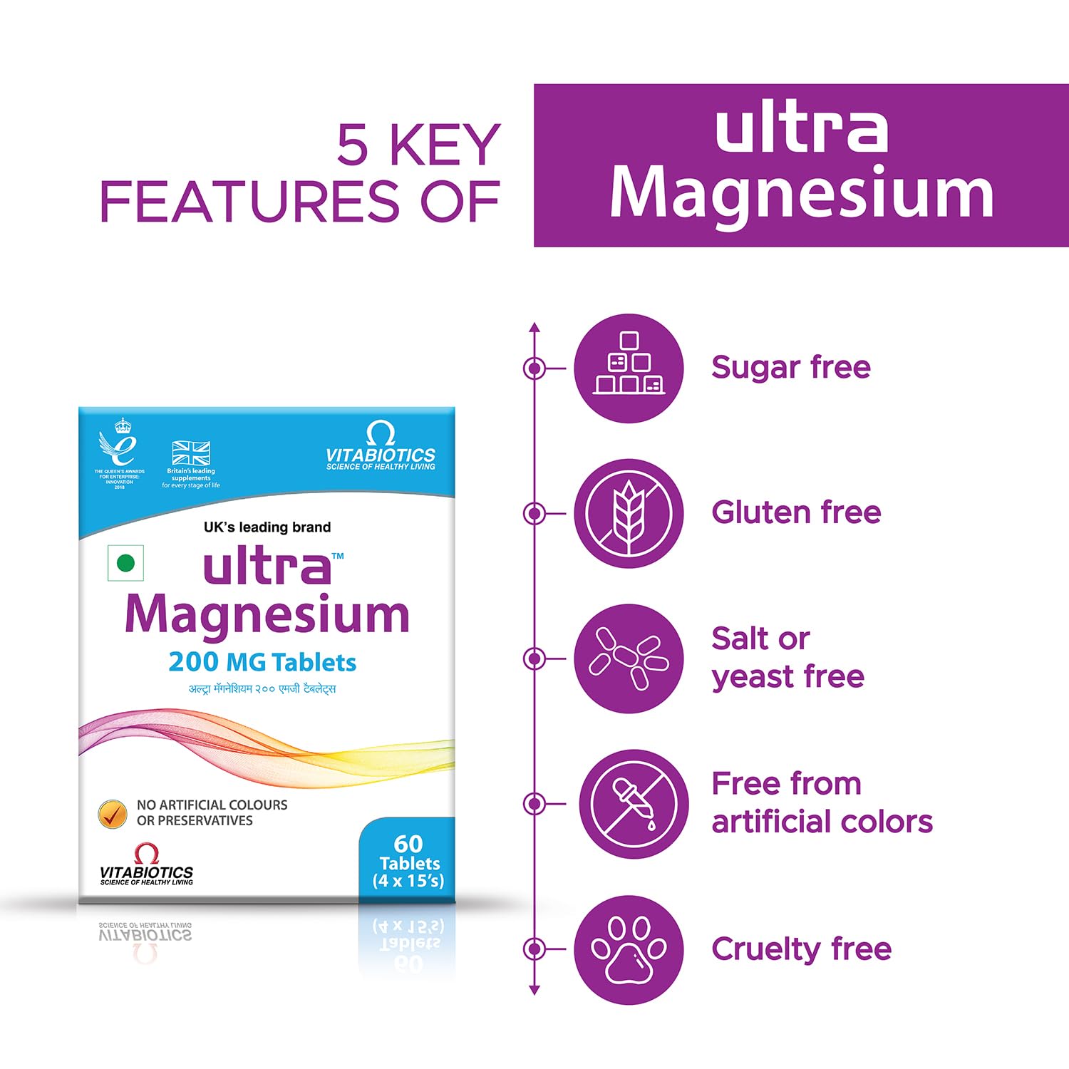 Ultra Magnesium 200 mg Tablets | Magnesium Supplement | Nutritional Supplement | Gluten Free | 60 Tablets